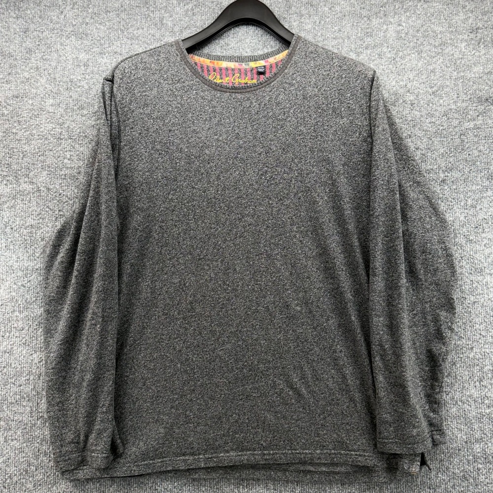 Robert‎ Graham Mens Long Sleeve Crew Neck T-Shirt Gray XL